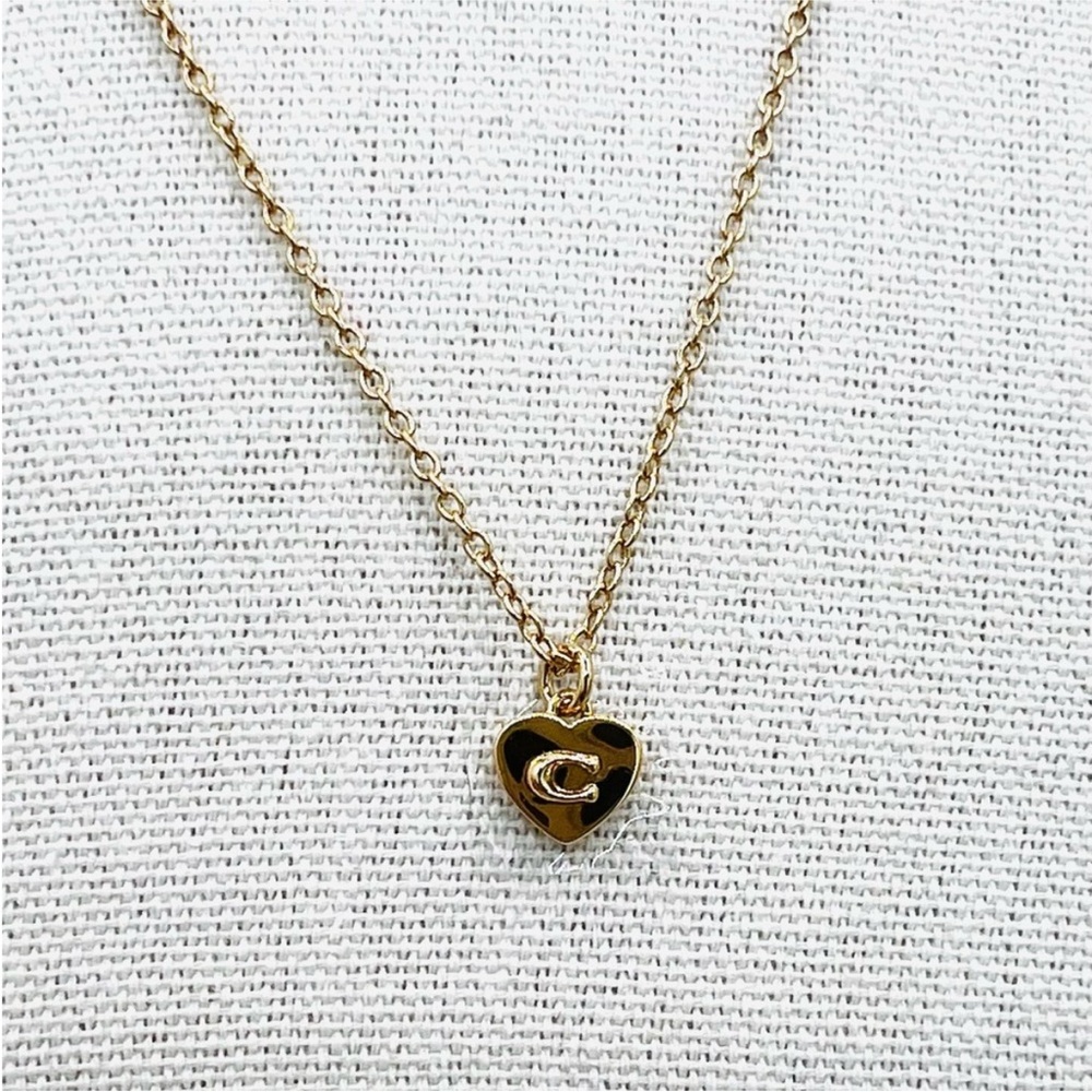 Coach Gold Heart Pendant Necklace Signature C Charm NWT Designer Jewelry - Picture 6 of 7